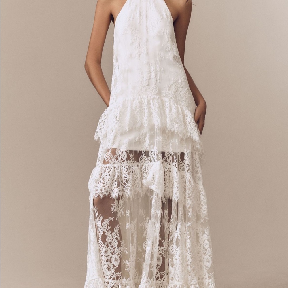 Anthropologie White Lace Maxi Dress
